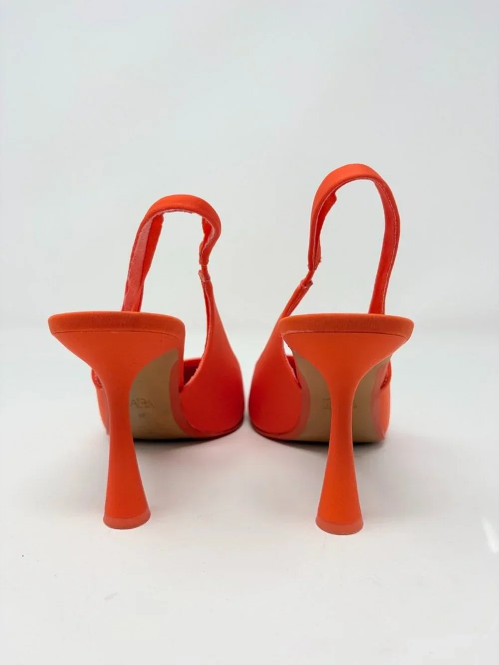 Zara Slingback Strap Pointed Toe Heels Matte Orange Size 39/8 - Picture 5 of 6